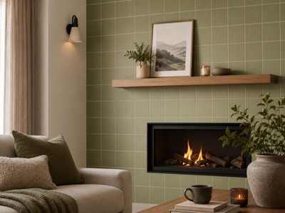 Chromara Olive Green Matt Ceramic Wall Tiles (380 Pack- 10 Box- 8.3m2 Coverage)-Kitchen-14.8cm x 14.8cm-Colour Meets Design