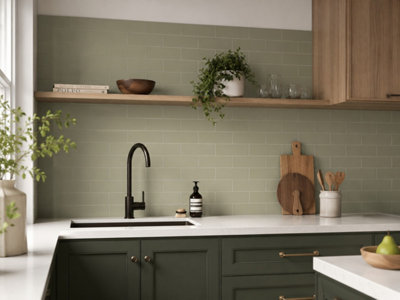 Chromara Olive Green Matt Ceramic Wall Tiles (500 Pack- 10 Box- 9.7m2 ...