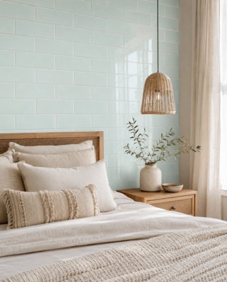Chromara Spring Mint Gloss Ceramic Wall Tiles (150 Pack- 3 Box- 2.91m2 Coverage)-Sink-9.8cm x 19.8cm-Colour Meets Design