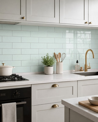Chromara Spring Mint Gloss Ceramic Wall Tiles (150 Pack- 3 Box- 2.91m2 Coverage)-Sink-9.8cm x 19.8cm-Colour Meets Design