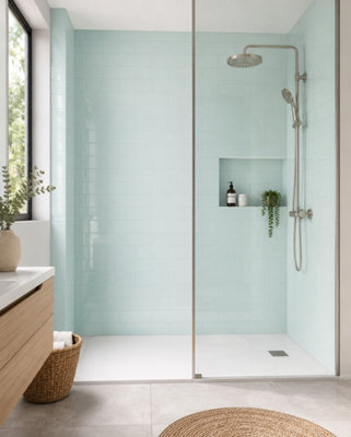 Chromara Spring Mint Gloss Ceramic Wall Tiles (250 Pack- 5 Box- 4.85m2 Coverage)-Bathroom-9.8cm x 19.8cm-Colour Meets Design
