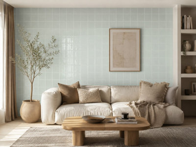 Chromara Spring Mint Gloss Ceramic Wall Tiles (38 Pack- 1 Box- 0.83m2 Coverage)-Shower-14.8cm x 14.8cm-Colour Meets Design
