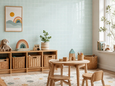 Chromara Spring Mint Gloss Ceramic Wall Tiles (38 Pack- 1 Box- 0.83m2 Coverage)-Shower-14.8cm x 14.8cm-Colour Meets Design