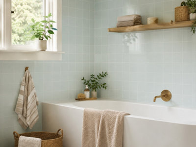 Chromara Spring Mint Gloss Ceramic Wall Tiles (570 Pack- 15 Box- 12.45m2 Coverage)-Playroom-14.8cm x 14.8cm-Colour Meets Design