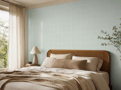 Chromara Spring Mint Gloss Ceramic Wall Tiles (570 Pack- 15 Box- 12.45m2 Coverage)-Playroom-14.8cm x 14.8cm-Colour Meets Design