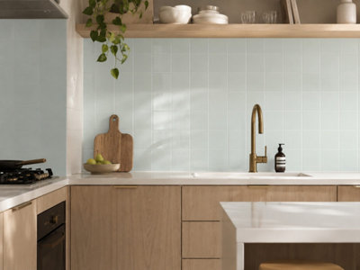 Chromara Spring Mint Gloss Ceramic Wall Tiles (570 Pack- 15 Box- 12.45m2 Coverage)-Playroom-14.8cm x 14.8cm-Colour Meets Design