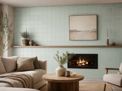 Chromara Spring Mint Matt Ceramic Wall Tiles (38 Pack- 1 Box- 0.83m2 Coverage)-Kitchen-14.8cm x 14.8cm-Colour Meets Design