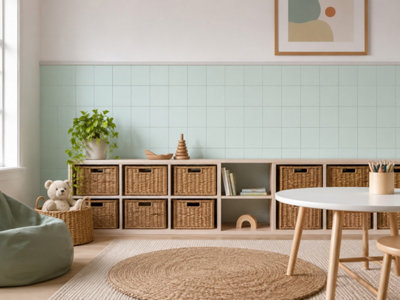 Chromara Spring Mint Matt Ceramic Wall Tiles (38 Pack- 1 Box- 0.83m2 Coverage)-Kitchen-14.8cm x 14.8cm-Colour Meets Design