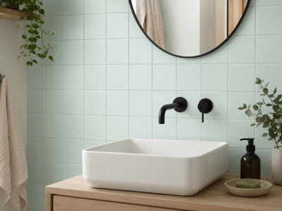 Chromara Spring Mint Matt Ceramic Wall Tiles (38 Pack- 1 Box- 0.83m2 Coverage)-Kitchen-14.8cm x 14.8cm-Colour Meets Design
