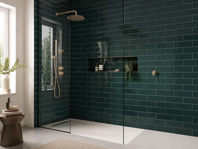 Chromara Wilderness Green Gloss Ceramic Wall Tiles (1000 Pack- 20 Box- 19.4m2 Coverage)-Shower-9.8cm x 19.8cm-Colour Meets Design