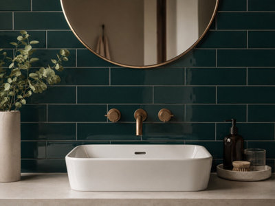 Chromara Wilderness Green Gloss Ceramic Wall Tiles (1000 Pack- 20 Box- 19.4m2 Coverage)-Shower-9.8cm x 19.8cm-Colour Meets Design
