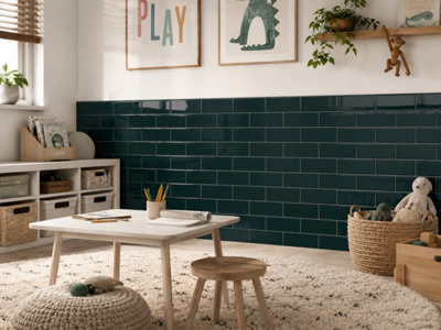 Chromara Wilderness Green Gloss Ceramic Wall Tiles (1000 Pack- 20 Box- 19.4m2 Coverage)-Shower-9.8cm x 19.8cm-Colour Meets Design