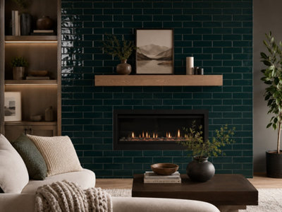 Chromara Wilderness Green Gloss Ceramic Wall Tiles (250 Pack- 5 Box- 4.85m2 Coverage)-Playroom-9.8cm x 19.8cm-Colour Meets Design