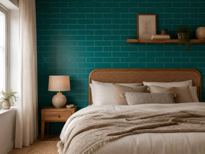 Chromara Wilderness Green Gloss Ceramic Wall Tiles (38 Pack- 1 Box- 0.83m2 Coverage)-Playroom-14.8cm x 14.8cm-Colour Meets Design