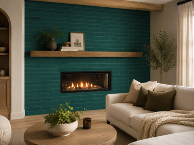 Chromara Wilderness Green Gloss Ceramic Wall Tiles (38 Pack- 1 Box- 0.83m2 Coverage)-Playroom-14.8cm x 14.8cm-Colour Meets Design