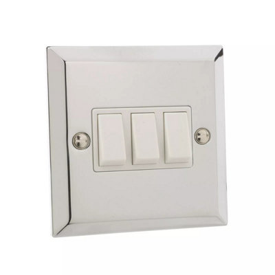 Chrome 10A Triple Light Switch