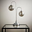 Chrome 2 light Table lamp with smokey grey glass shades (image shown with G9 LED bulbs)