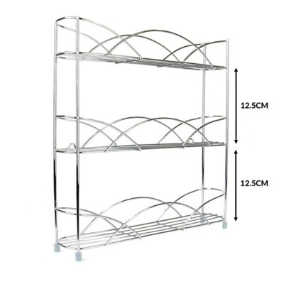Chrome 3-Tier Spice Rack Holds 18 Jars Storage Organiser