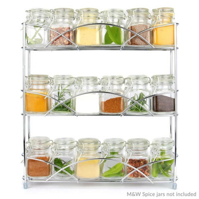 Chrome 3-Tier Spice Rack Holds 18 Jars Storage Organiser