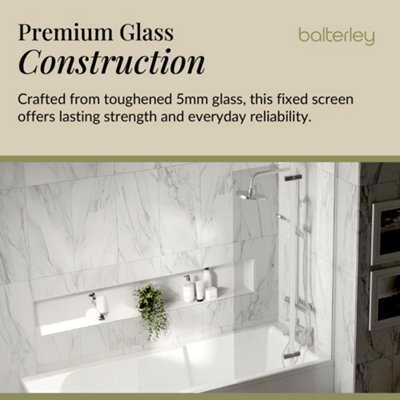 Chrome 5mm Toughened Safety Glass Centre Hinged Shower Bath Screen - 3