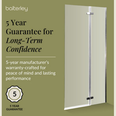 Chrome 5mm Toughened Safety Glass Centre Hinged Shower Bath Screen - 4