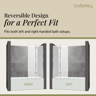 Chrome 5mm Toughened Safety Glass Centre Hinged Shower Bath Screen - 6