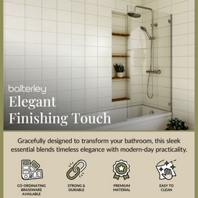 Chrome 5mm Toughened Safety Glass Hinged Shower Bath Screen