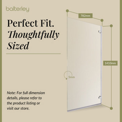 Chrome 5mm Toughened Safety Glass Hinged Shower Bath Screen - 5
