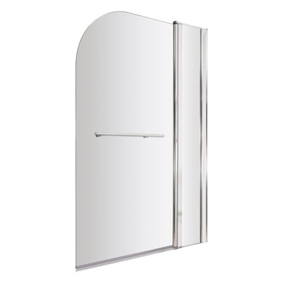 Chrome 6mm Glass Reversible Shower Bath Screen Fixed Panel 1433 x 998mm