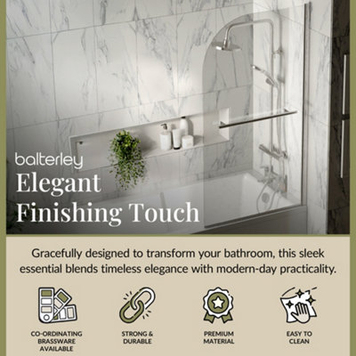 Chrome 6mm Toughened Safety Glass Reversible Bath Screen with Towel Rail