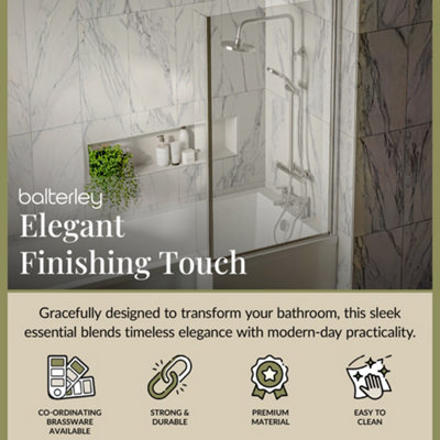 Chrome 6mm Toughened Safety Glass Reversible L-Shaped Bath Hinged Screen
