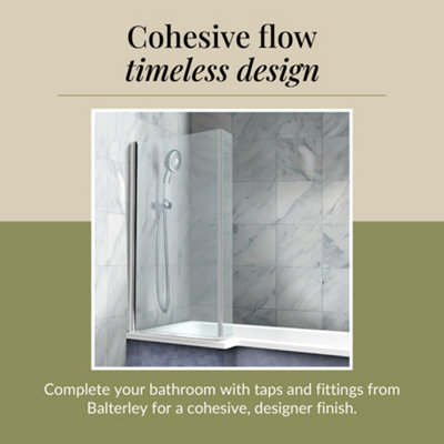 Chrome 6mm Toughened Safety Glass Reversible L-Shaped Bath Hinged Screen - 5