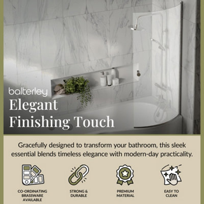 Chrome 6mm Toughened Safety Glass Reversible P-Bath Screen with Knob