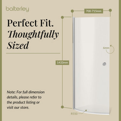 Chrome 6mm Toughened Safety Glass Reversible P-Bath Screen with Knob - 3