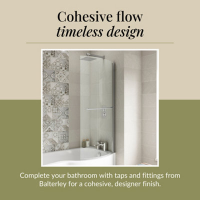 Chrome 6mm Toughened Safety Glass Reversible P-Bath Screen with Towel Rail - 4