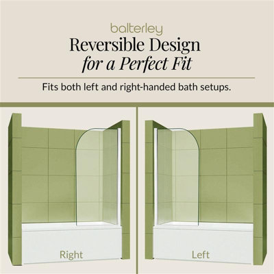 Chrome 6mm Toughened Safety Glass Reversible Shower Bath Screen 790x1435mm - 4