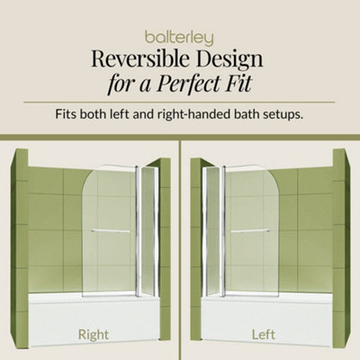 Chrome 6mm Toughened Safety Glass Reversible Shower Bath Screen Fixed Panel - 4