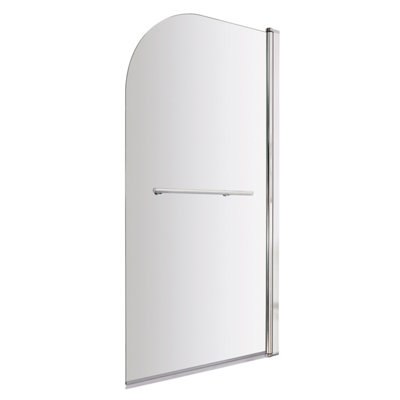 Chrome 6mm Toughened Safety Glass Reversible Shower Bath Screen with Towel Rail 1430 x 790mm