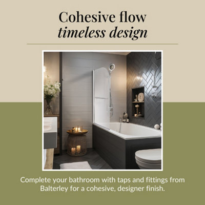 Chrome 6mm Toughened Safety Glass Reversible Shower Bath Screen with Towel Rail 1430 x 790mm - 5