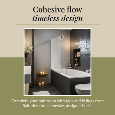Chrome 6mm Toughened Safety Glass Reversible Straight Shower Bath Screen - 6