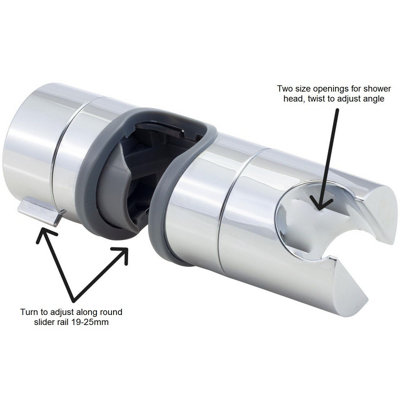Chrome Adjustable Shower Riser Rail Slider 19-25mm - 3