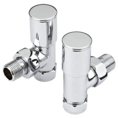 Chrome Angled Radiator Valves Modern Pair 15mm