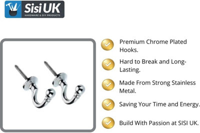 Chrome Ball End Curtain Tieback Hooks U Shaped Curtain Tie Hooks Ball End Curtain Drape Tassel Screw In Hooks Curtains Clothes x 4