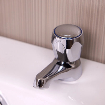 Chrome Bath Taps Hot and Cold Economic Brass Metal Bath Tap Pair Red Blue