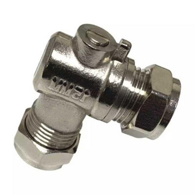 Chrome Brass Angled Isolation Service Valve 15mm Compression