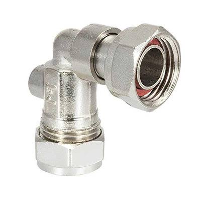 Chrome Brass Angled Service Valve 15mm x 1/2" Compression x Female Nut