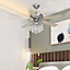 Chrome Crystal Ceiling Fan Light Chandelier with Remote Control 52 Inch