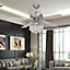 Chrome Crystal Ceiling Fan Light Chandelier with Remote Control 52 Inch