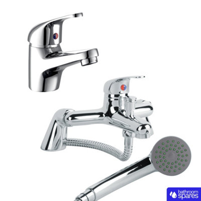 Chrome Dom Basin Tap & Bath Shower Mixer Including Bath Waste