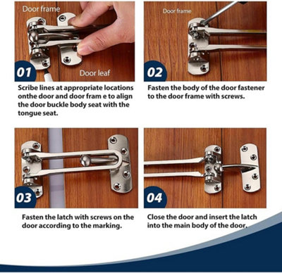 Heavy Duty Door Chain Lock – Stainless Steel Security Chain Guard For Front Door, Interior Door, Apartment, Child Safety, Vertical Or Horizontal Installation, Includes Screws & Keys